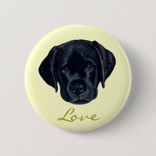 Badge Rond 5 Cm Chiot noir de Labrador