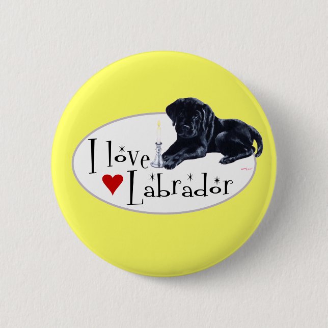 Badge Rond 5 Cm Chiot noir de Labrador (Devant)
