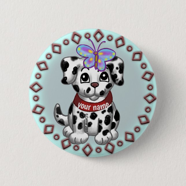 Badge Rond 5 Cm Chiot papillon (Devant)