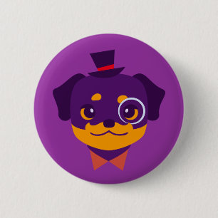 Badge Rond 5 Cm Chiot pourpre de rottweiler de Kawaii
