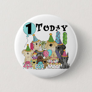 Badge Rond 5 Cm Chiots 1er Anniversaire Tshirts et cadeaux Bash
