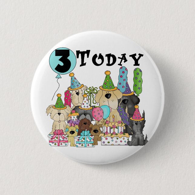 Badge Rond 5 Cm Chiots 3e anniversaire Bash Tshirts et cadeaux (Devant)