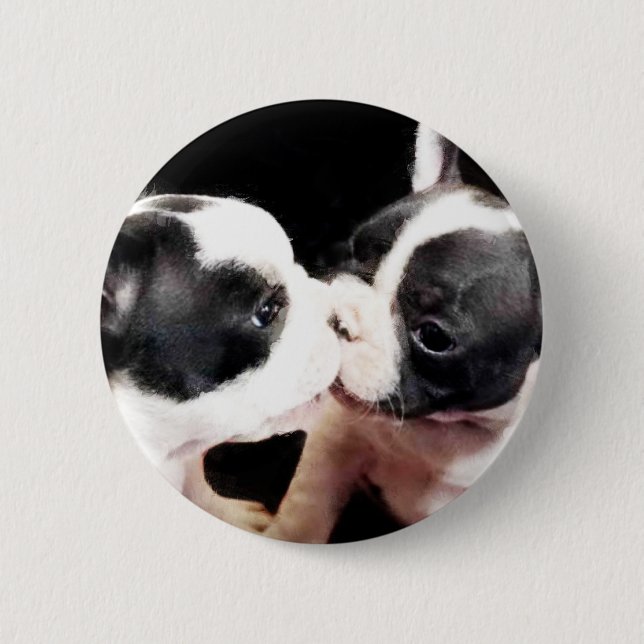 Badge Rond 5 Cm Chiots de bouledogue français (Devant)