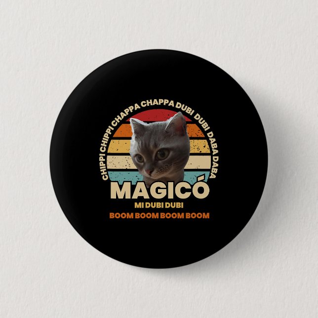 Badge Rond 5 Cm Chippi Chippi Chappa Chappa Danser Chat Mème 1 (Devant)