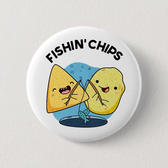 Badge Rond 5 Cm Chips de pêche Funny Food Pun (Devant)