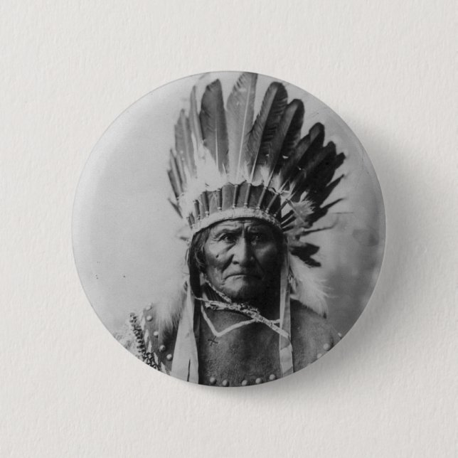 Badge Rond 5 Cm Chiricahua Apache Geronimo Goyathlay Goyahkla (Devant)