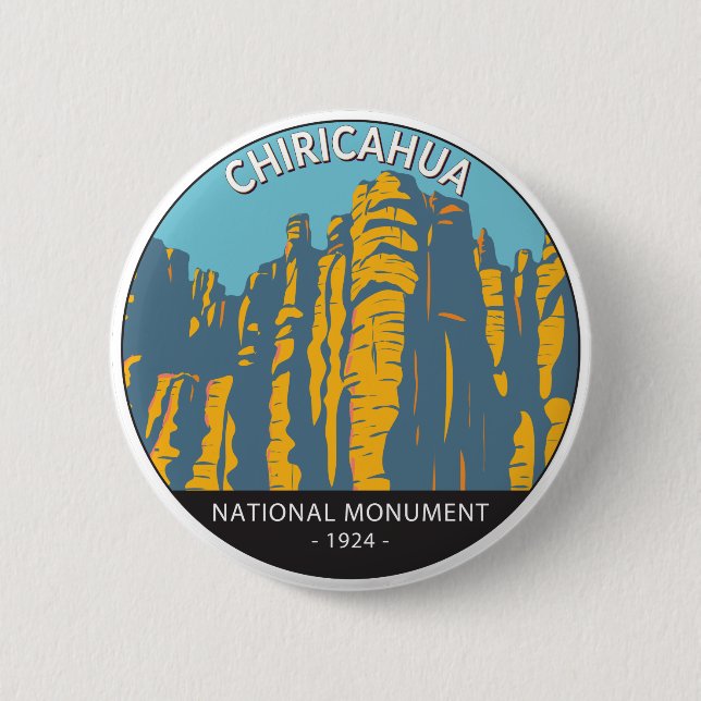 Badge Rond 5 Cm Chiricahua Monument National Hoodoos Arizona (Devant)
