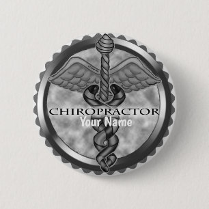 Badge Rond 5 Cm Chiropraticien en argent