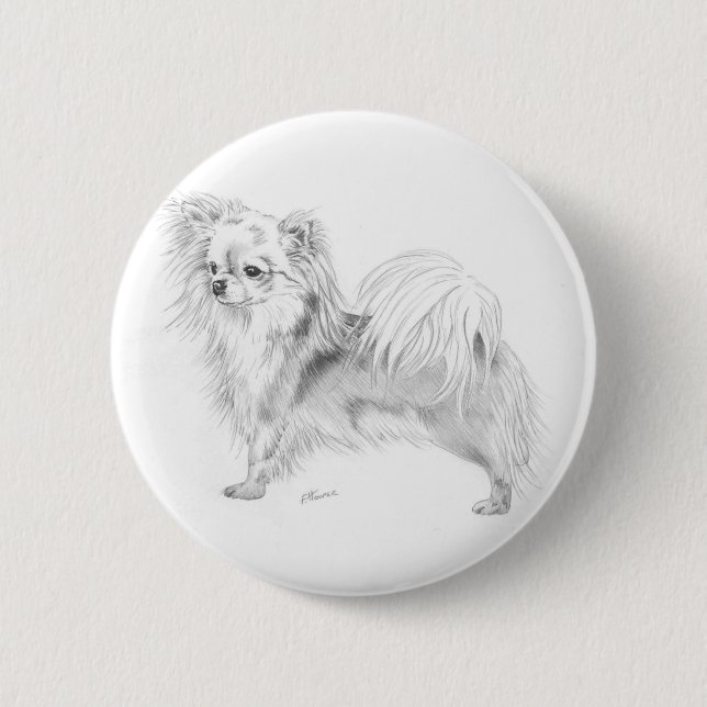 Badge Rond 5 Cm Chiwawa de Longcoat - se tenant (Devant)