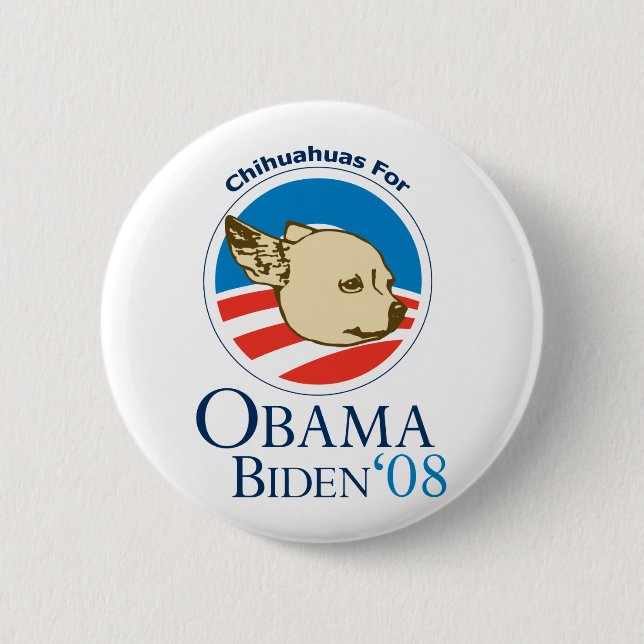 Badge Rond 5 Cm Chiwawas pour Obama (Devant)