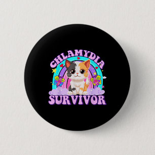 Badge Rond 5 Cm Chlamydia Survivor Chat Arc-en-ciel