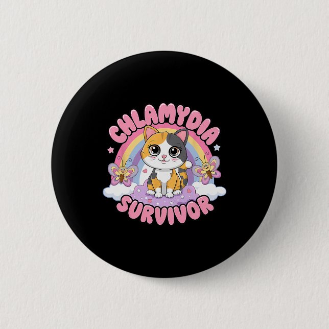 Badge Rond 5 Cm Chlamydia Survivor Chat Mème De Chat Chemises Drôl (Devant)