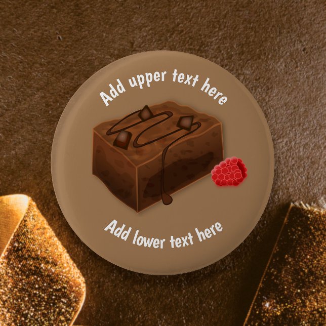 Badge Rond 5 Cm Chocolat Brownie Traybake - Choc Dessert slogan (Créateur téléchargé)