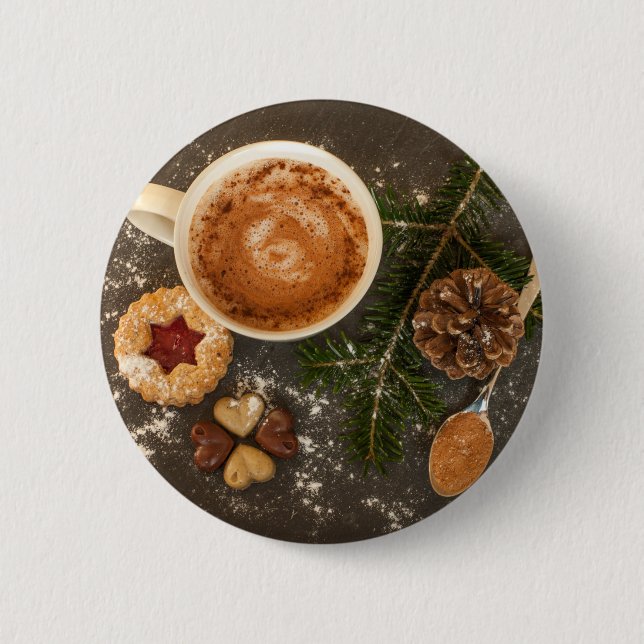 Badge Rond 5 Cm Chocolat chaud de Noël (Devant)