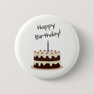 Badge Rond 5 Cm Chocolat de joyeux anniversaire et gâteau de