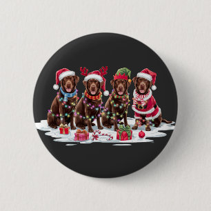 Badge Rond 5 Cm Chocolat du Labrador Chocolat de Noël