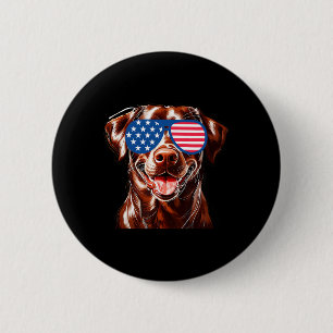 Badge Rond 5 Cm Chocolat Lab Chien Drapeau Américain Patriotique 4