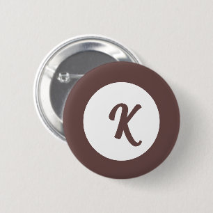 Badge Rond 5 Cm Chocolat monogramme prune et blanc