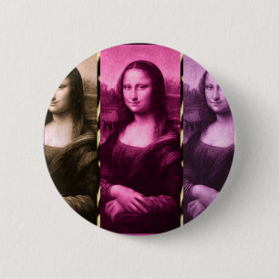 Badge Rond 5 Cm Chocolat rose violet Poster de animal Mona Lisa