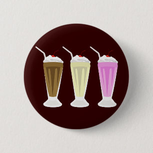 Badge Rond 5 Cm Chocolat, vanille, milkshakes de fraise