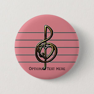 Badge Rond 5 Cm Choisir une couleur Embossée Look Treble Clef et H