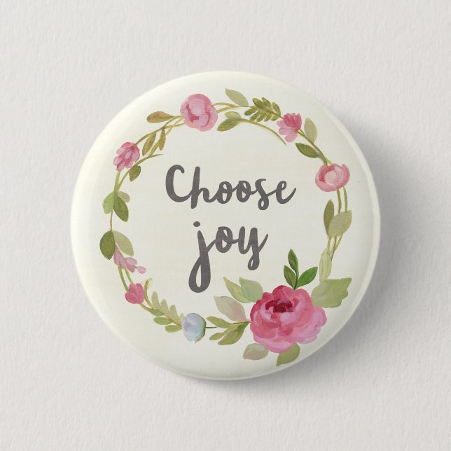 Badge Rond 5 Cm Choisissez les roses en pastel roses de la joie | (Devant)