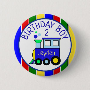 Badge Rond 5 Cm Choo Choo Train Personnalisé Anniversaire Nom du g