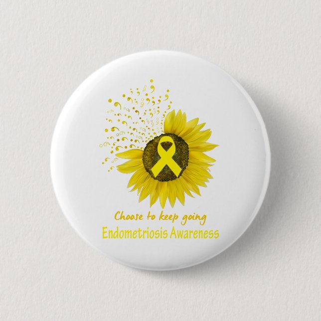 Badge Rond 5 Cm Choose To Keep Going Endometriosis Awareness (Devant)