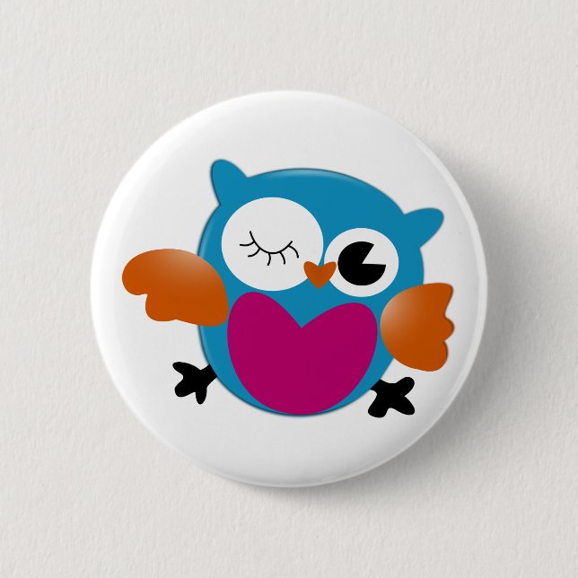 Badge Rond 5 Cm Chouette (Devant)