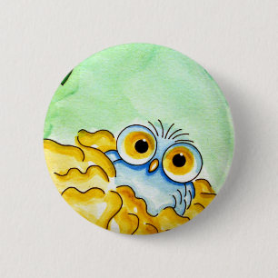 BADGE ROND 5 CM CHOUETTE BABY BLUE 1 BOUTON