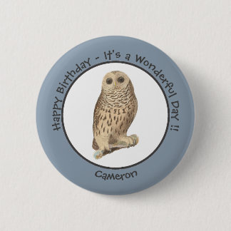 Badge Rond 5 Cm Chouette barrée - Anniversaire ou autre événement