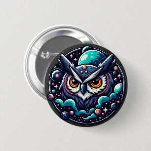 Badge Rond 5 Cm Chouette céleste