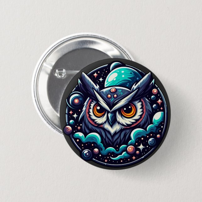 Badge Rond 5 Cm Chouette céleste (Devant & derrière)