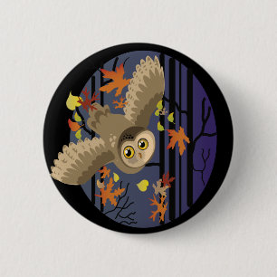 Badge Rond 5 Cm Chouette d'automne