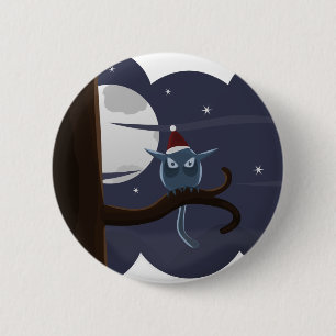 Badge Rond 5 Cm chouette de noël effrayant