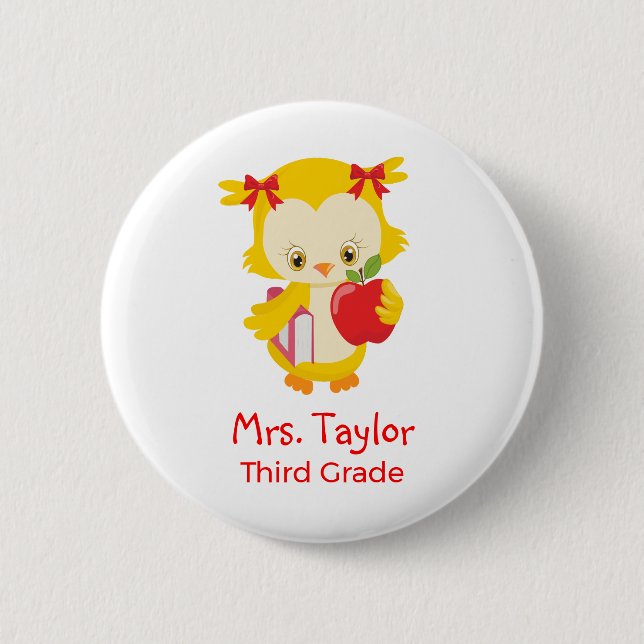 Badge Rond 5 Cm chouette de professeur mignonne (Devant)