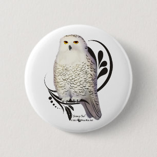 Badge Rond 5 Cm Chouette des neiges