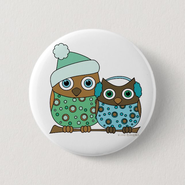 Badge Rond 5 Cm Chouette des neiges (Devant)