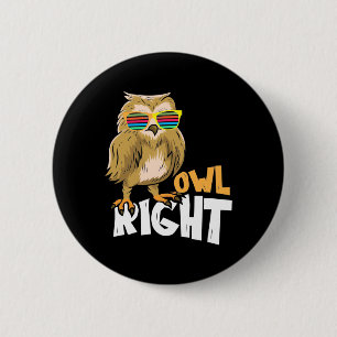 Badge Rond 5 Cm Chouette droite