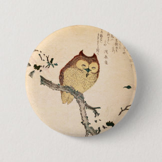 Badge Rond 5 Cm Chouette et magnolia - Kobushi ni mimizuku