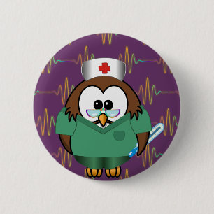 Badge Rond 5 Cm chouette infirmière