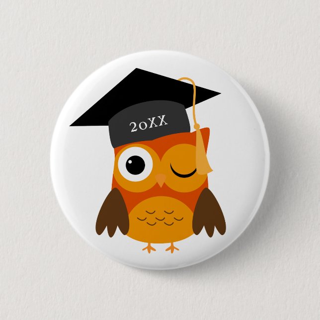 Badge Rond 5 Cm Chouette orange mignonne | Promotion personnalisée (Devant)