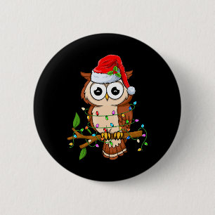 Badge Rond 5 Cm Chouette portant le Noël Noël Noël - Oiseaux Choue