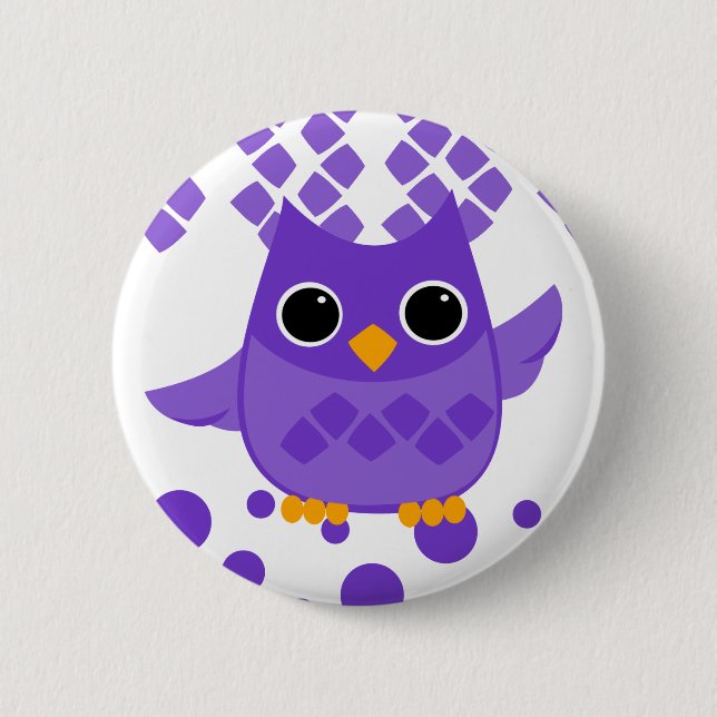 Badge Rond 5 Cm Chouette pourpre (Devant)