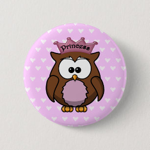 Badge Rond 5 Cm chouette princesse