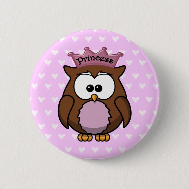 Badge Rond 5 Cm chouette princesse (Devant)