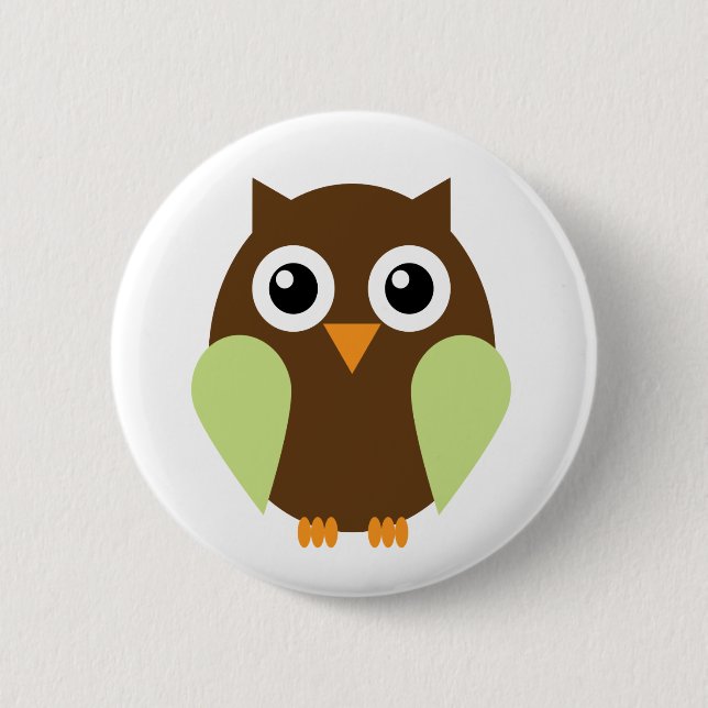 Badge Rond 5 Cm Chouette verte (Devant)
