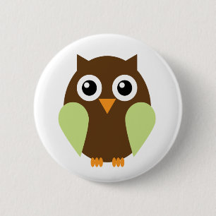 Badge Rond 5 Cm Chouette verte