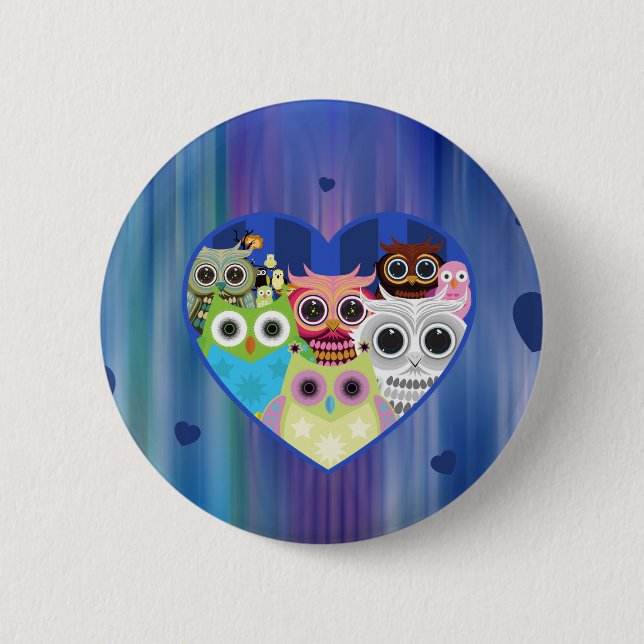 Badge Rond 5 Cm Chouettes d'amour (Devant)