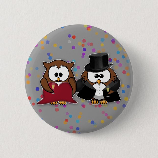 Badge Rond 5 Cm chouettes de champagne (Devant)